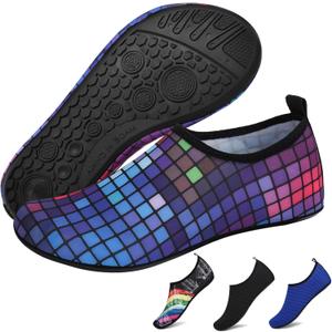 Water Shoes for Womens Mens Barefoot Aqua Yoga Socks for Pool Beach Surf Walking Water Park Boating Sports Water Shoes (7.5-8.5 Women/6-7 Men, Purple)