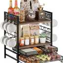 Coffee Bar Organizer, 4 Tier Coffee Station Organizer for Countertop, 30 K Cup Pod Drawer, Mug Cup Holder Stand With 12 Hooks, Multifunctional K Pods Shelf Storage Holder Drawer