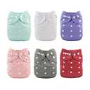 ALVABABY 6 Pack Cloth Diaper with 12 Inserts One Size Adjustable Washable Reusable Diaper Cover for Baby Girls and Boys