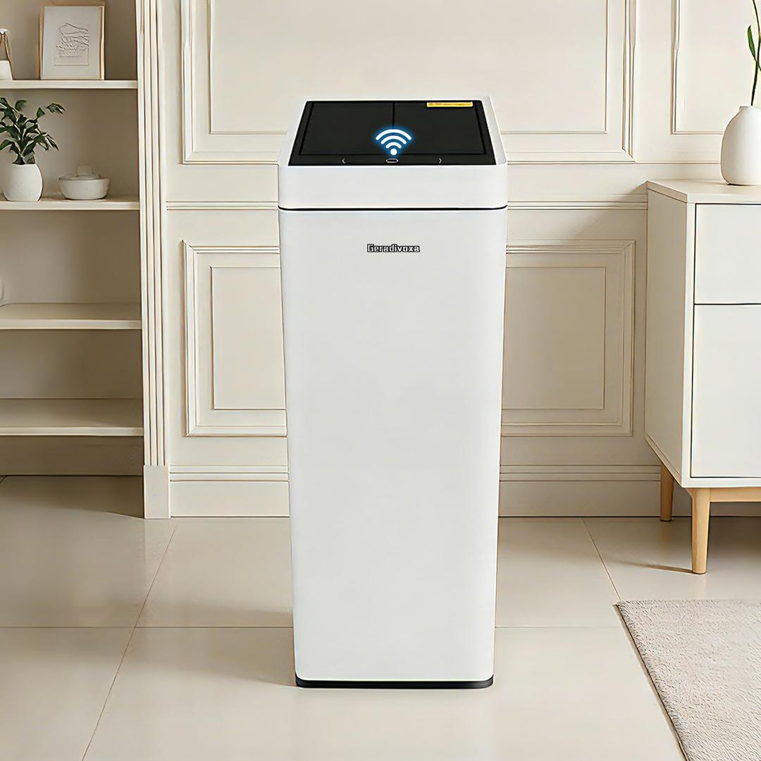 8 Gallon Touchless Kitchen Trash Can with Motion Sensor Lid, Smart Stainless Steel Garbage Can with Automatic Bagging System for Home, Office & RV
