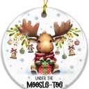 Moose Ornament - Under The Moosle-Toe Christmas Ornament – Cute Moose Ceramic Holiday Decoration with Present & Mistletoe, Moose Lover Gift, Farmhouse Rustic Tree Décor Keepsake 2025