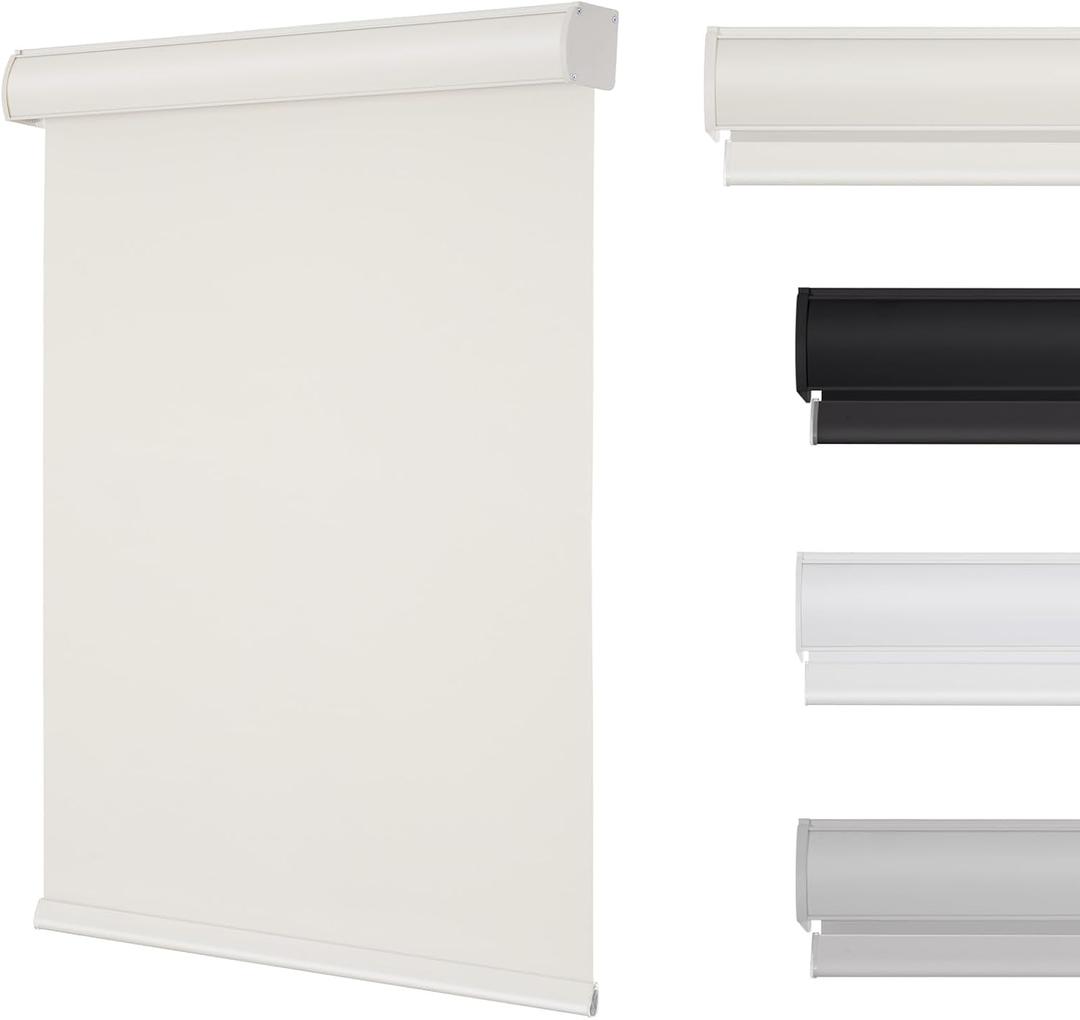 Changshade Cordless Blackout Roller Shades with Valance, Room Darkening Roll-up Shade Easy Install, Fabric Windows Blinds for Home, Bedroom and Office, 34" W x 72" H, Beige ROL34BG72D