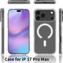 Clear Magnetic Phone Case Compatible for iPhone 17 Pro Max Supports Magnetic Wireless Charging, Slim TPU Bumper + Acrylic Back, Shockproof Transparent Cover