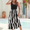 AUSELILY Womens Summer Dresses 2026 Sleeveless Maxi Dress Square Neck Casual Tiered Long Dress with Pockets (XL)