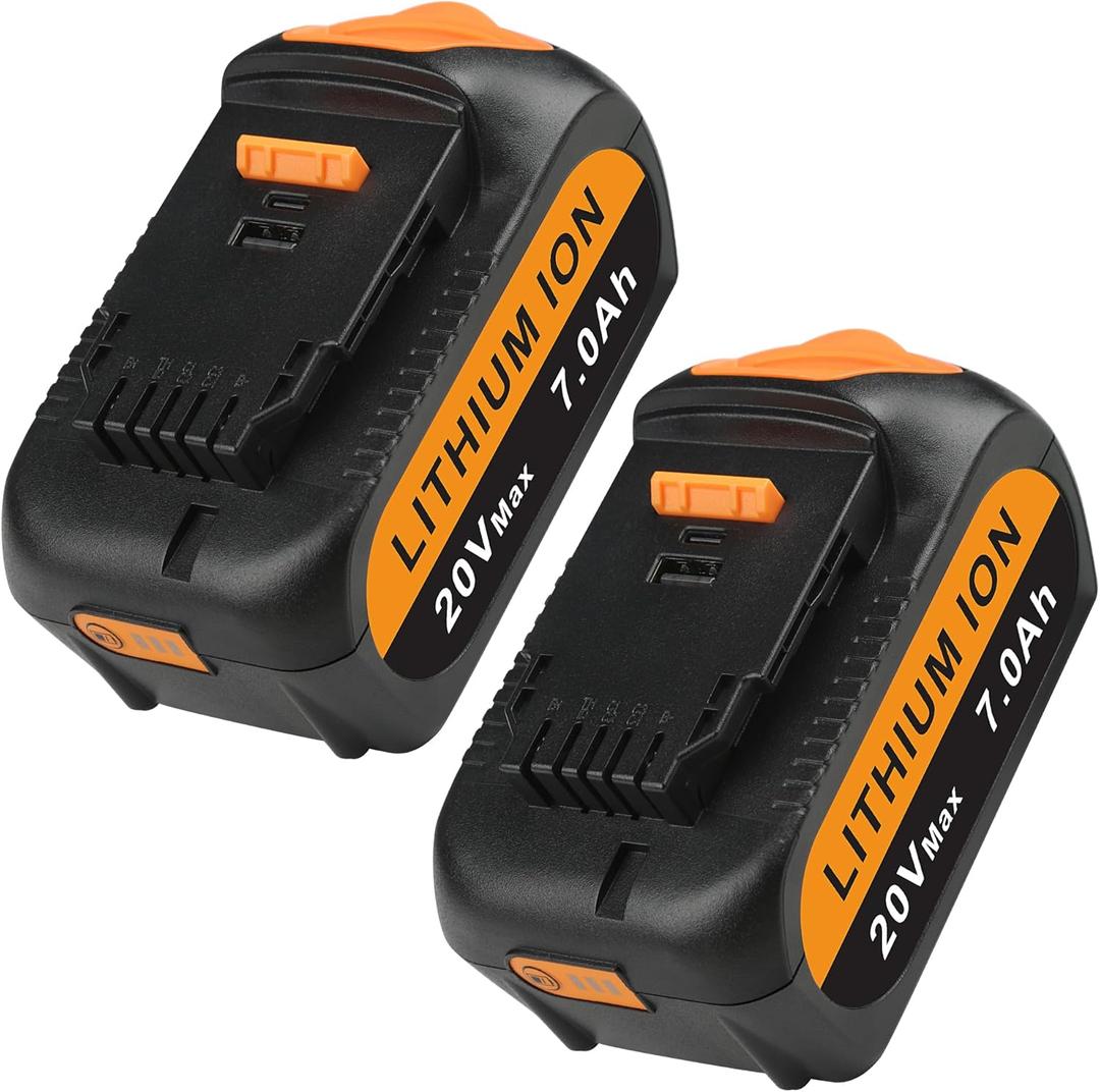 Upgraded 2Pack 7.0Ah Replacement for Dewalt 20V Battery Compatible with Dewalt 20V Max Battery DCD/DCF/DCG/DCS Series Tools for Cordless Power Tools
