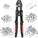 Sanuke Wire Rope Crimping Tool for 3/64 1/16 5/64 inch Aluminum Crimping Loop Sleeves Kit with 160pcs Aluminum Crimping Loop Sleeve and 10pcs Stainless Steel Thimble