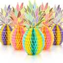 Hiceeden 12 Pack Pineapple Party Centerpieces, Tropical Pineapple Honeycomb Hanging Decor, Hawaiian Table Decorations for Luau Party Summer Beach, 3 Colors