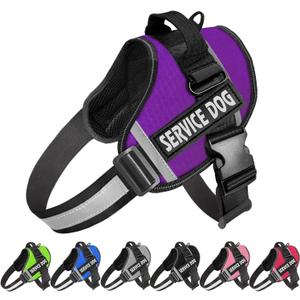 JSXD Dog Harness,No-Pull Service Dog Harness with Handle Adjustable Outdoor Pet Dog Vest 3M Reflective Nylon Material Vest for Breeds,Easy Control for XSmall Dogs (XS, Purple)