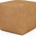 Square Leather Handmade Pouf,Ottoman Cover,Pouffe Footstool Storage Stool,Comfortable New Posture for Living Room and Home Use (Camel)