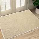 Front Door Mat Outside Entrance, Welcome Mat Outdoor, Indoor Entryway Rug, Dirt Trap Non-Slip Washable Low Profile, Muddy Resistant, Absorbent Fade-Resistant for Front Back Door Indoor 59"x36" Beige