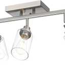 MELUCEE 5 Light Bathroom Light Fixtures Multi-Directional Rotating Track Lighting Kit Brushed Nickel, 37 Inch Ceiling Spotlight Fixture for Kitchen Foyer Bath, Clear Glass Shade