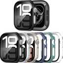 JERXUN 6 Pack Case Screen Protector for Apple Watch Series 11 (2025) Series 10 42mm, Ultra-Thin Scratch Resistant Full Protective Hard PC Bumper Cover with Tempered Glass for iWatch 42mm (Black/Clear/Starlight/Silver/Blue/Green)