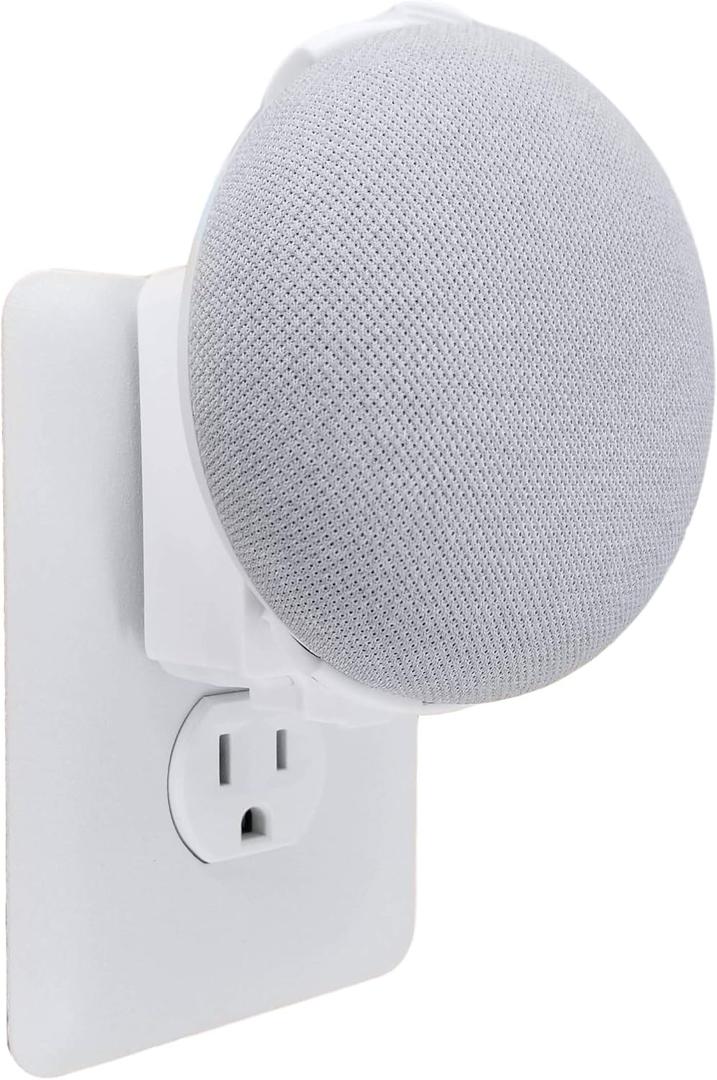 The Nest Mini Easy Genie Mount 2nd Gen 2019: The Simplest and Cleanest Outlet Wall Mount Hanger Stand for New Google Nest Mini - No Cord Wrapping Required - Designed in USA (White)