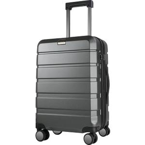 KROSER Hardside Expandable Carry On Luggage with Spinner Wheels & Built-in TSA Lock, Durable Suitcase Rolling Luggage with USB Port, Carry-On 20-Inch Steel Grey