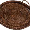 Creative Co-Op Artisanal Bankuan Braided Tray with Handles, Dark Brown