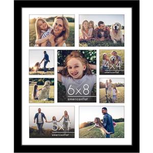 Americanflat 16x20 Collage Picture Frame with Polished Plexiglass - Multi Picture Frames Fit One 6x8, Four 5x7 and Four 4x4 Photos or Use as One 16x20 Frame - Signature Collection - Black