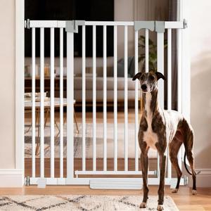 41" Extra Tall Dog/Pet Gate gate for Indoor,Heavy Duty Pressure Mount Baby Gate with Auto-Close & Walk Through,Adjustable Width 30-49.2 Inches, for Stairs, Doorways, Kitchen, White