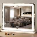 FENNIO 23" x 18" Vanity Mirror with LightsLED Makeup MirrorHollywood Mirror with 3 Color Modes & Adjustable BrightnessVanity Mirror White