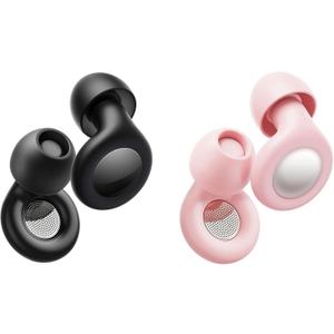 Ear Plugs for Sleeping Noise Cancelling, Reusable Silicone Ear Plugs for Noise Reduction with 8 Ear Tips, Earplugs for Sleep, Concerts, Travel, Snoring (Black + Pink, One Size)