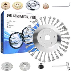 10 Inch Steel Wire Trimmer Head, Unbreakable Wired Trimmer Blade Yard Patio Wire Weed Eater Head Trimmer Head Replacement with 2 Pack of Adapters kit for Weed Wacker