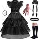 WYB Black Costume Dress for Girls Cosplay Dress Kid Halloween Costumes Costumes Cosplay Party Dress with Accessories 4-12Y (13-14 years)