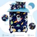 SANDJEST Astronaut Bedding Sets for Boys, Ultra Soft Microfiber Comforter Set with 3-Pieces, Comforters Sets for Kids Children Boy Bedroom Decor, Twin