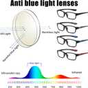 Reading Glasses Men 4 Pairs Ultra Light TR90 Sports Style Blue Light Blocking Readers+1.0 (Black&grey&red&blue)