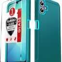 LeYi Compatible for Samsung Galaxy A06 Phone Case:NOT FIT A05 with Tempered Glass Screen Protector, 3 in 1 Rugged Cover, Military Grade Shockproof Cell Phone Android Funda para AO6 A 06, Teal Blue