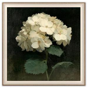 LAIART Framed canvas wall art, retro hydrangea canvas print wall decor，white flowers pictures 12x12 in