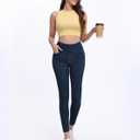 Jeggings for Women with Pockets Tummy Control Stretchy Skinny Jeans Pull On High Waisted Butt Lifting Denim Leggings (Blue, M)