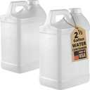 kitchentoolz 2Pack 2.5Gallon Water Container Jug HeavyDuty HDPE Carboy with Handle & Secure ScrewCap Made in USA