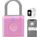 Pothunder Fingerprint Padlock, Locker Lock, Combination Lock, Fingerprint Lock with APP Unlock, USB Rechargeable, Suitable for Gym Locker, Door, Locker