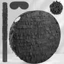 Black Round Blank Pinata Circle Folding Pinata with Bat Stick Blindfold Confetti for Kids Birthday Wedding Celebration Baby Shower Carnival Party Supplies,13 x 13 x 3.15 Inches