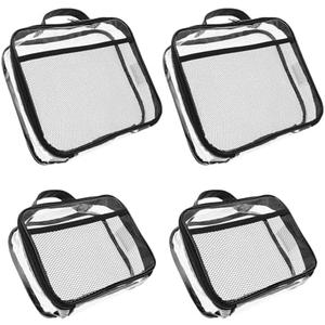 4Pcs Clear PVC Organizing Bag Waterproof Zippered Toy Storage Bag Large Capacity Block Organizer Case with Mesh Side Pocket and Handle Board Game Storage Organizer for Toy Building Blocks US