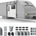 K-Musculo RV Cover, 27-30 FT Heavy Duty Travel Trailer Cover with 8 Layers Corner, Windproof and Waterproof Camper Cover with 4 Tire Cover & Tongue Jack Cover