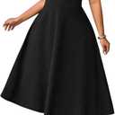 Floerns Women's Plus Size Elegant Tie Shoulder Midi Dress Ruched A Line Graduation Wedding Guest Dress, XL