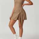 OMEWEE Tennis Golf Outfits Woman 2-in-1 Sleeveless Athletic Dress for Women Athletic Dresses with Built in Shorts (Beige, XS)