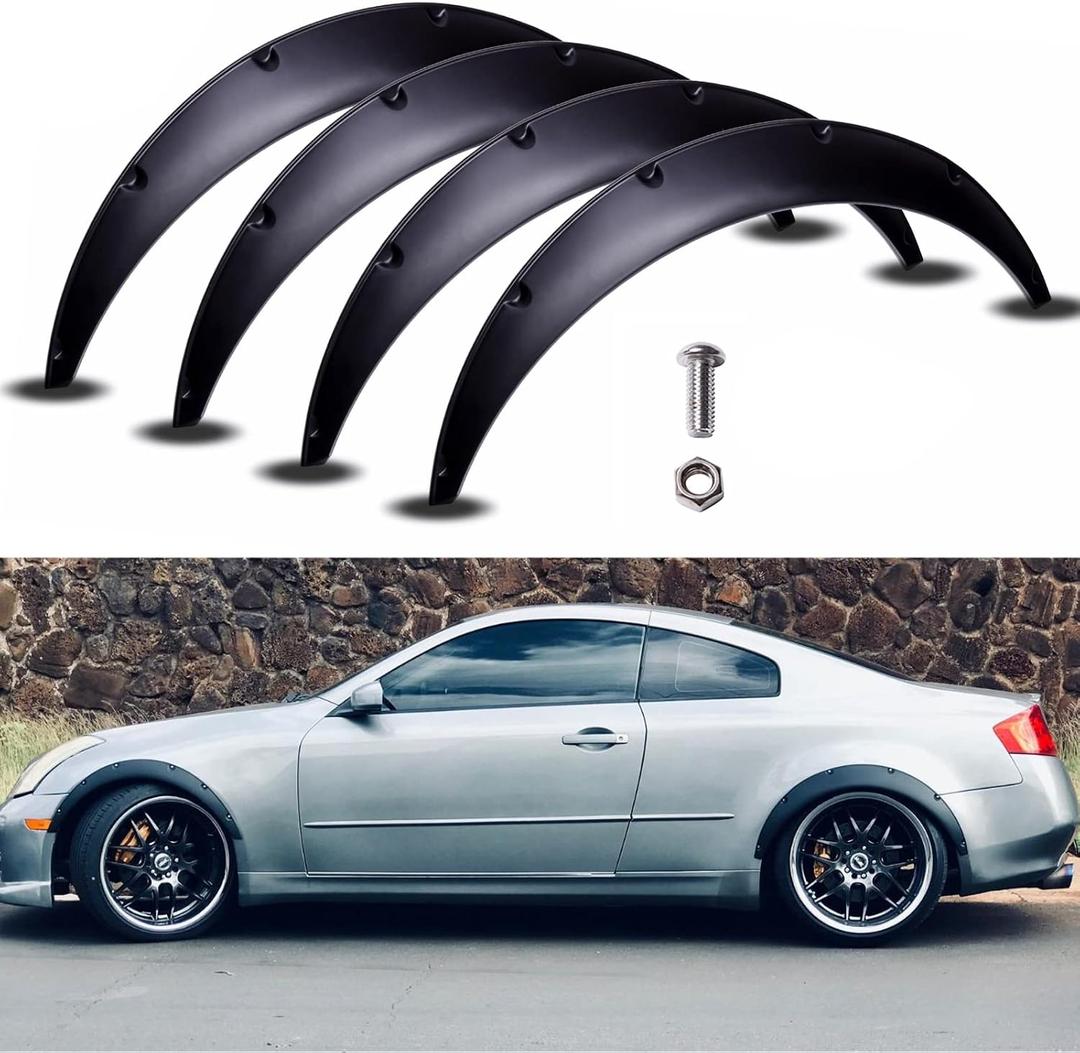 Universal 4pcs PP 2"/70mm Fender Flares Wide Body Kit Wheel Arches Compatible with Honda Civic Accord Ford Escape 2013-2022 Mazda MX5 Miata Toyota Tacoma