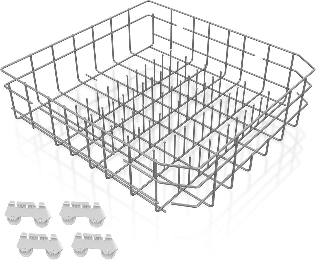 2025 UPGRADED W10728159 Dishwasher Lower Rack Replacement W10525646,Compatible with Kitchenaid Kenmore Whirlpool Maytag Dishwasher Bottom Rack Parts KDFE104DSS4/KDTE104ESS4,Comes 4pcs WP3376961 Roller