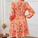 BTFBM Women Fall Dresses 2026 Floral Long Sleeve Mini Boho Dress (White, L)