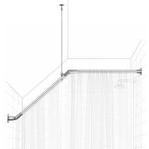 39" x 39" Sloped Ceiling Shower Rod, Corner Shower Curtain Rod for Angled Slanted Sloped Ceilings Rust Resistant Alloy for Bathtub and Bathroom(Silver)
