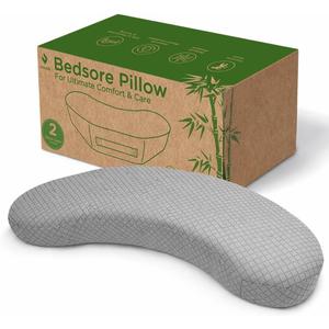 Zomaple Bedsore Pressure Relief Pillow, Grey – Offload Pressure to Prevent Bed Sores & Ease Turning – 30° Positioning, Cooling Gel Top, 2 NonSkid Removable Covers – Knee Wedge Pillow Versatility