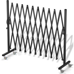 Expandable Barricade Gate,Accordion Garden Yard Outdoor Indoor Portable Folding Security Dog Fence Gates Wall Mount,129 Adjustable Metal Safety Barrier Gate with Casters,Black (Medium)