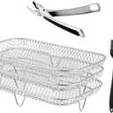 Unomor Stainless Steel Air Fryer Rack Oven Compatible for Kitchen Appliances Grill French Fry Holder