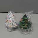 Brightown Ceramic Christmas Tree Night Light - 2 Pack Vintage Christmas Night Light with ON/Off Switch, 6" Decorative Ceramic Tree Light for Bedroom Living Room Xmas Holiday Decor, Green and White (Multicolor)