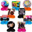 TaoBary 9 Pcs 70s Disco Party Decorations Back to 70s Honeycomb Centerpieces Colorful Disco Favors Boogie Centerpieces Cake Topper for Retro Theme Birthday Music Party Decorations Table Decor