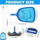 Swimming Pool Cleaning Kit, Pool Brush with 59" Adjustable Aluminum Pole & Semi-deep Skimmer Net & Cleaning Sponge Scrubber with Handle for Above Ground Pools,Ponds,Spas,Hot Tubs(COLOR:Blue)
