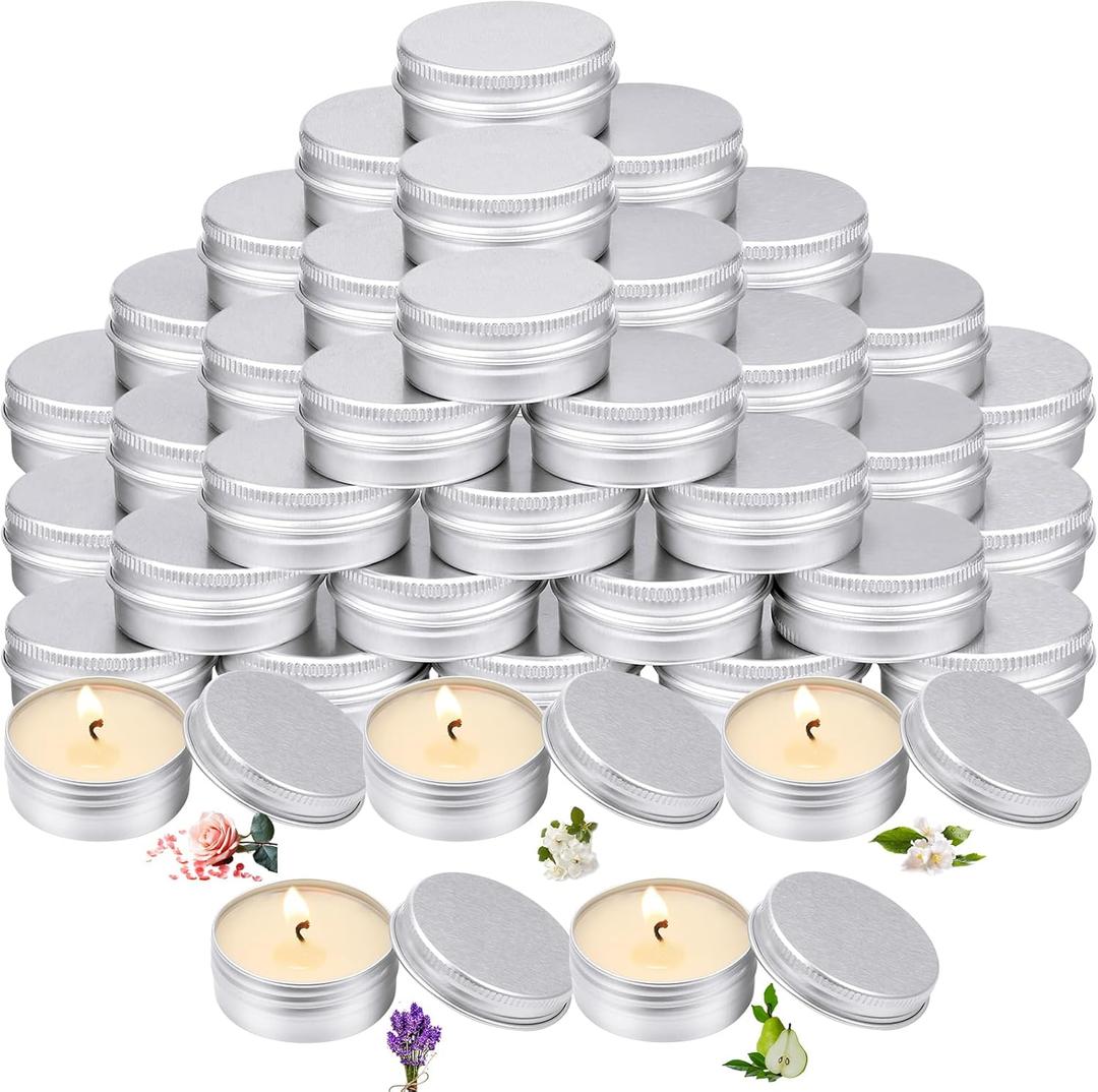 MTLEE 50 Pcs Wedding Scented Candles Gift Travel Tin Candle Aromatherapy Candle for Christmas Winter Baby Shower Favors Wedding Gifts (Rose,Vanilla,Jasmine,Lavender,British Pear)