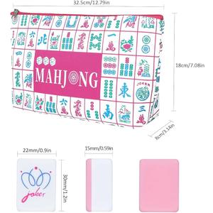 My Mahjong Trove 160 Pink Engraved American Mahjong Game Set with Carrying Bag and Accessories, 1.2’’ Mahjong Tile Set