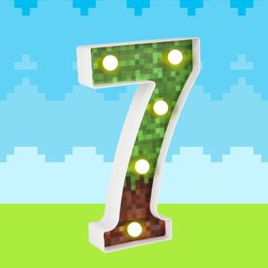 Decorative Led Glowing Numbers, Pixel Game Party Light up Led Pixel Pattern Glowing Numbers Miner Party Table Centerpieces Decorations Supplies for Mosaic Video Games (Number 7)